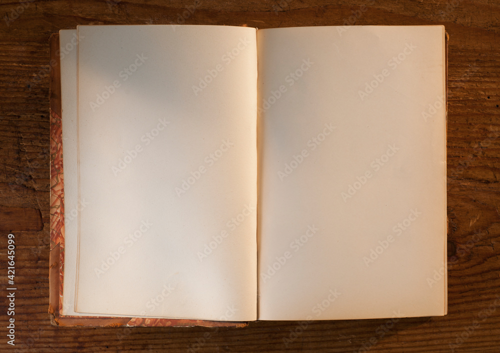 Close up of open book with white, empty pages Close up of open book with white, empty pages