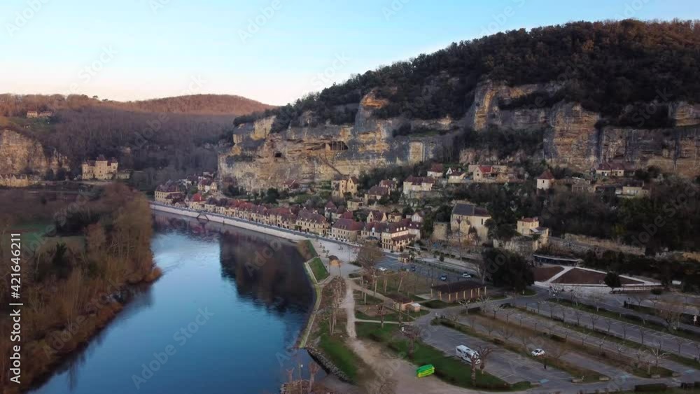 aerial view of roque gageac, france aerial view of roque gageac, france