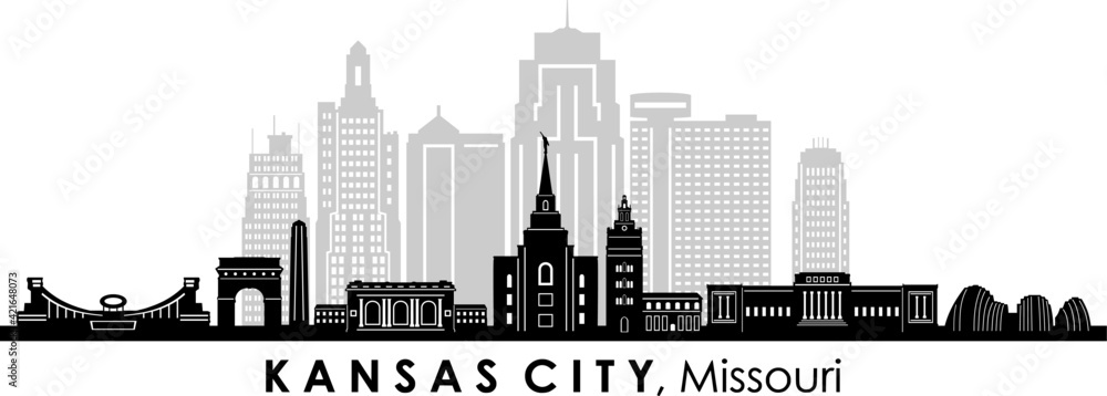 KANSAS CITY Missouri USA City Skyline Vector