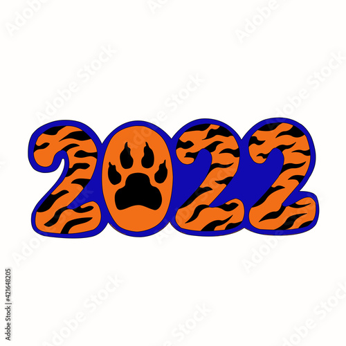 Tiger stripes 2022 illustration, drawing tiger skin of the year 2022. logo of the year of the tiger according to the Happy Chinese new year