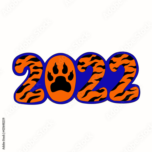 Tiger stripes 2022 illustration, drawing tiger skin of the year 2022. logo of the year of the tiger according to the Happy Chinese new year