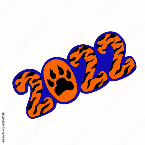 Tiger stripes 2022 illustration, drawing tiger skin of the year 2022. logo of the year of the tiger according to the Happy Chinese new year