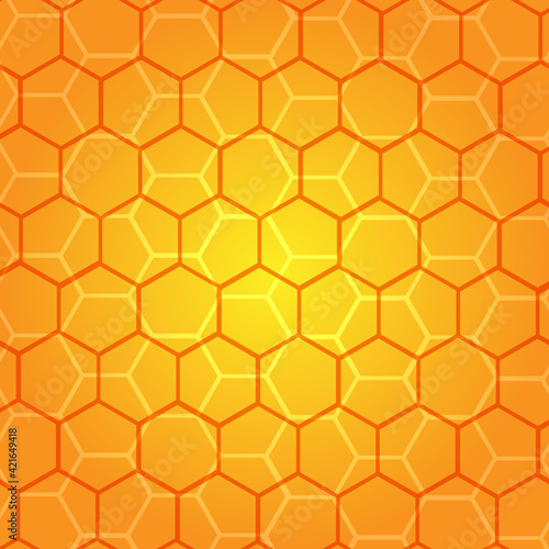 Seamless hexagons yellow pattern honeycomb concept vector