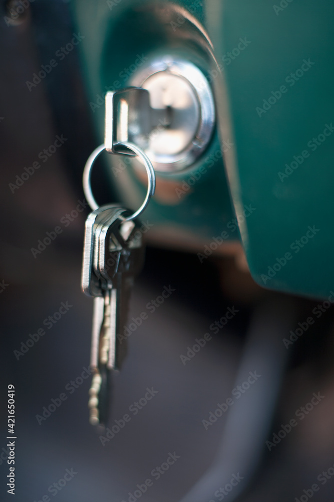 USA, Arizona, Winslow, Key in ignition, close-up USA, Arizona, Winslow, Key in ignition, close-up
