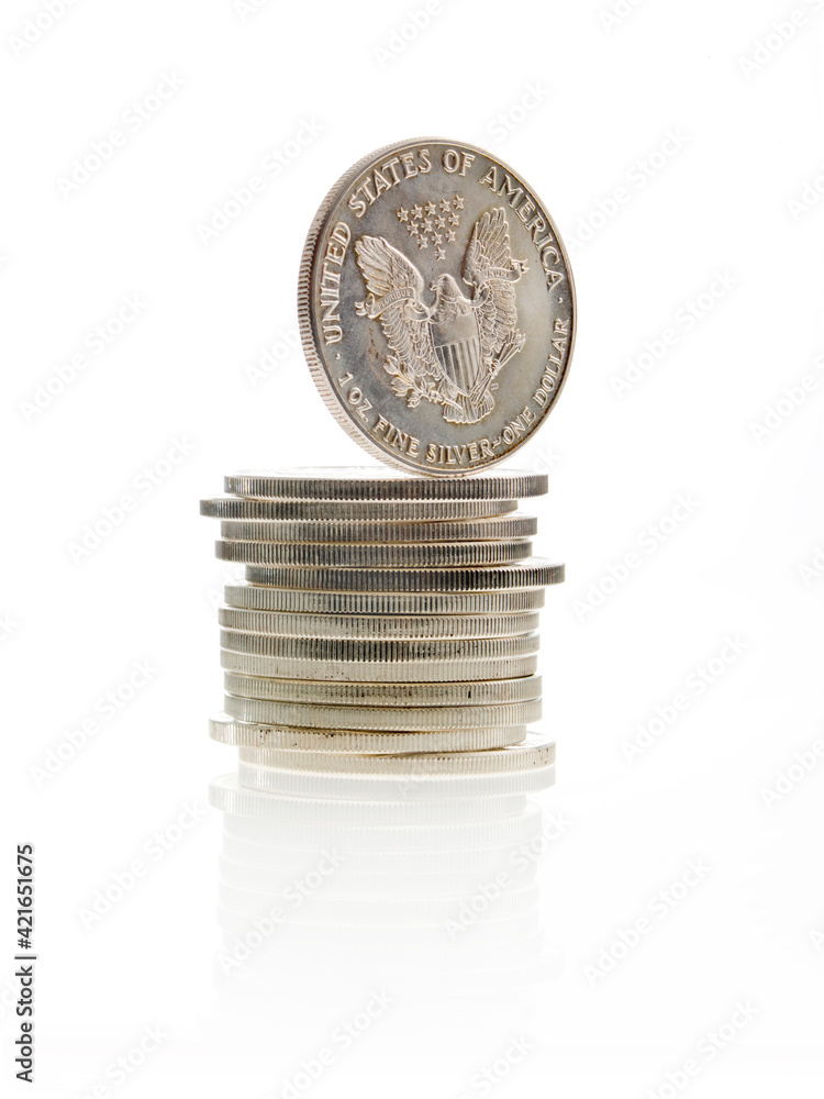 Stack of silver dollars