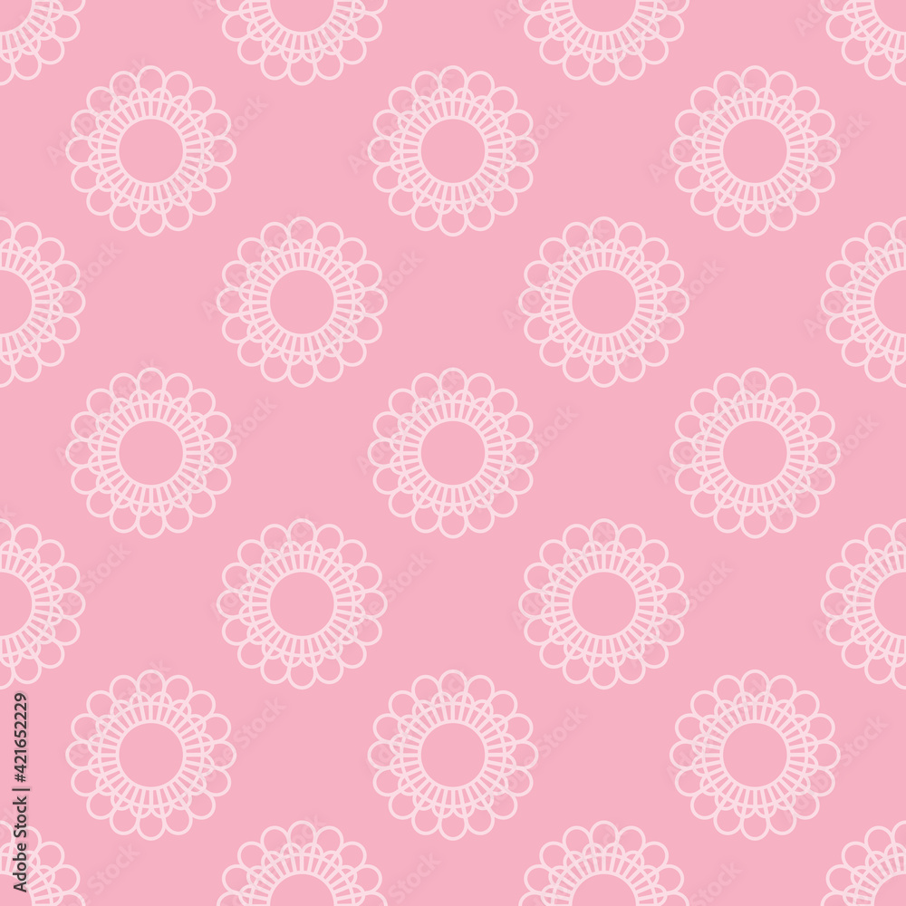 Abstract flower seamless pattern, pink floral background