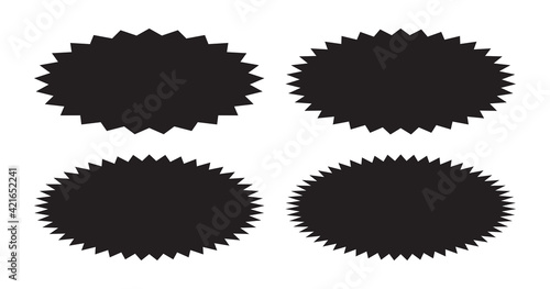 Sunburst label collection, set of oval starburst badges, abstract background - Vector