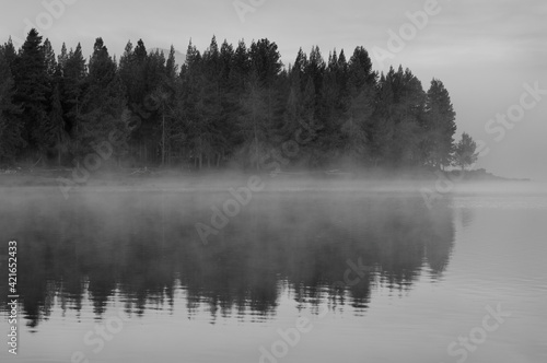 USA, Oregon, lake with fog photo