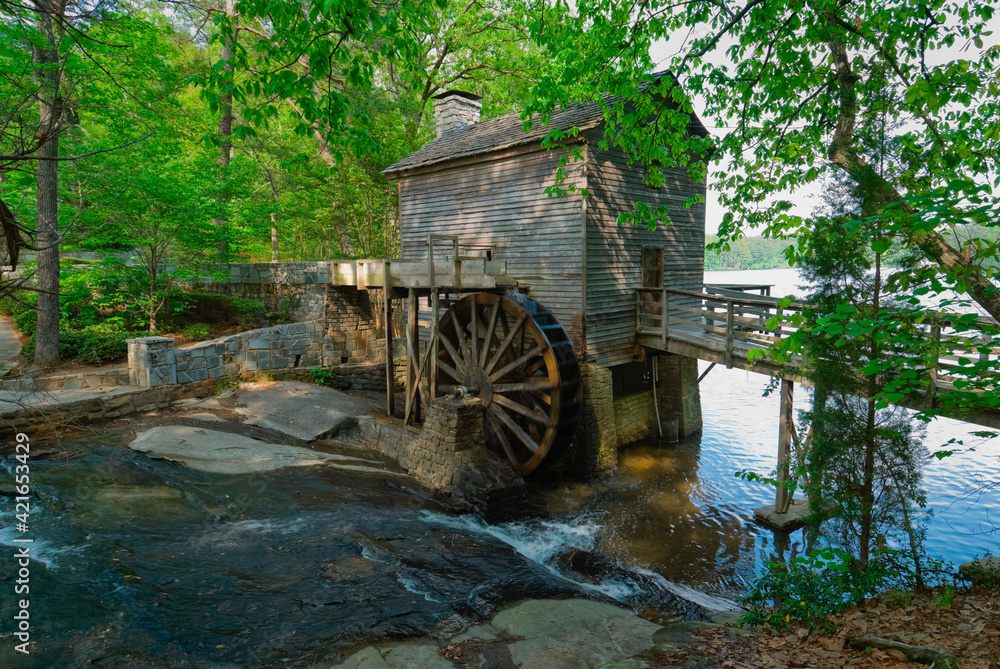 USA, Georgia, Stone Mountain, Watermill in trees USA, Georgia, Stone Mountain, Watermill in trees