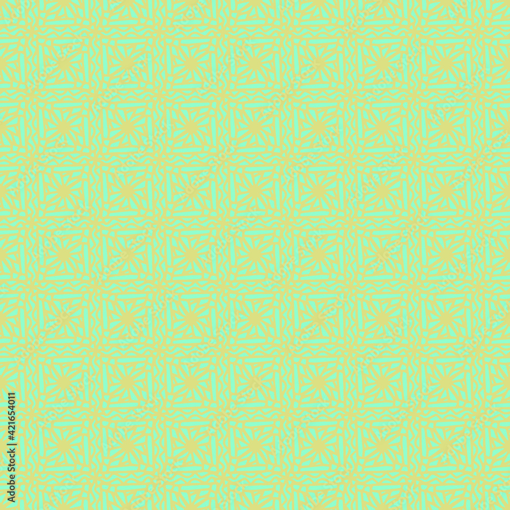 seamless tile with linear ornaments in yellow and light blue colors, vector, seamless pattern