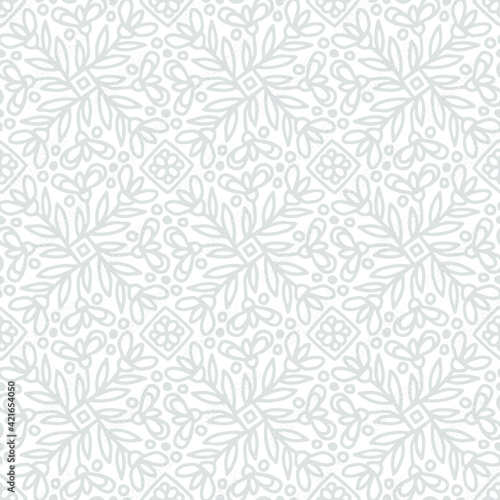 seamless pattern with a white background and abstract gray flowers, vector, seamless pattern