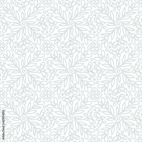 seamless pattern with a white background and abstract gray flowers, vector, seamless pattern