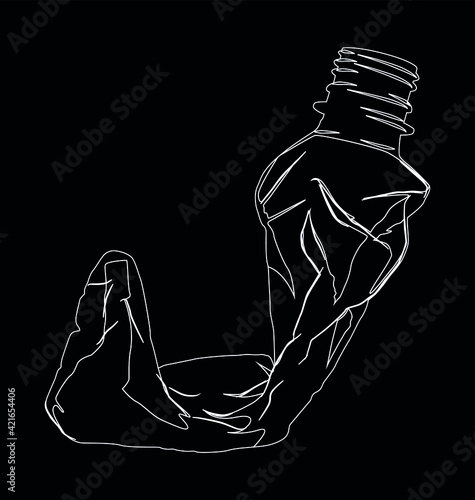 garbage bottle white on black background