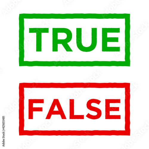 Rubber truth fact or untrue fake wrong symbol isolated.