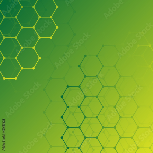 Hexagons background green and geometric shapes minimal abstract vector