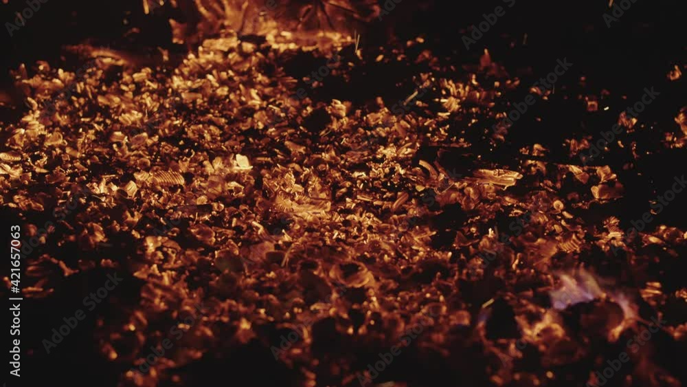 Extreme close up of glowing red hot embers burning Extreme close up of glowing red hot embers burning