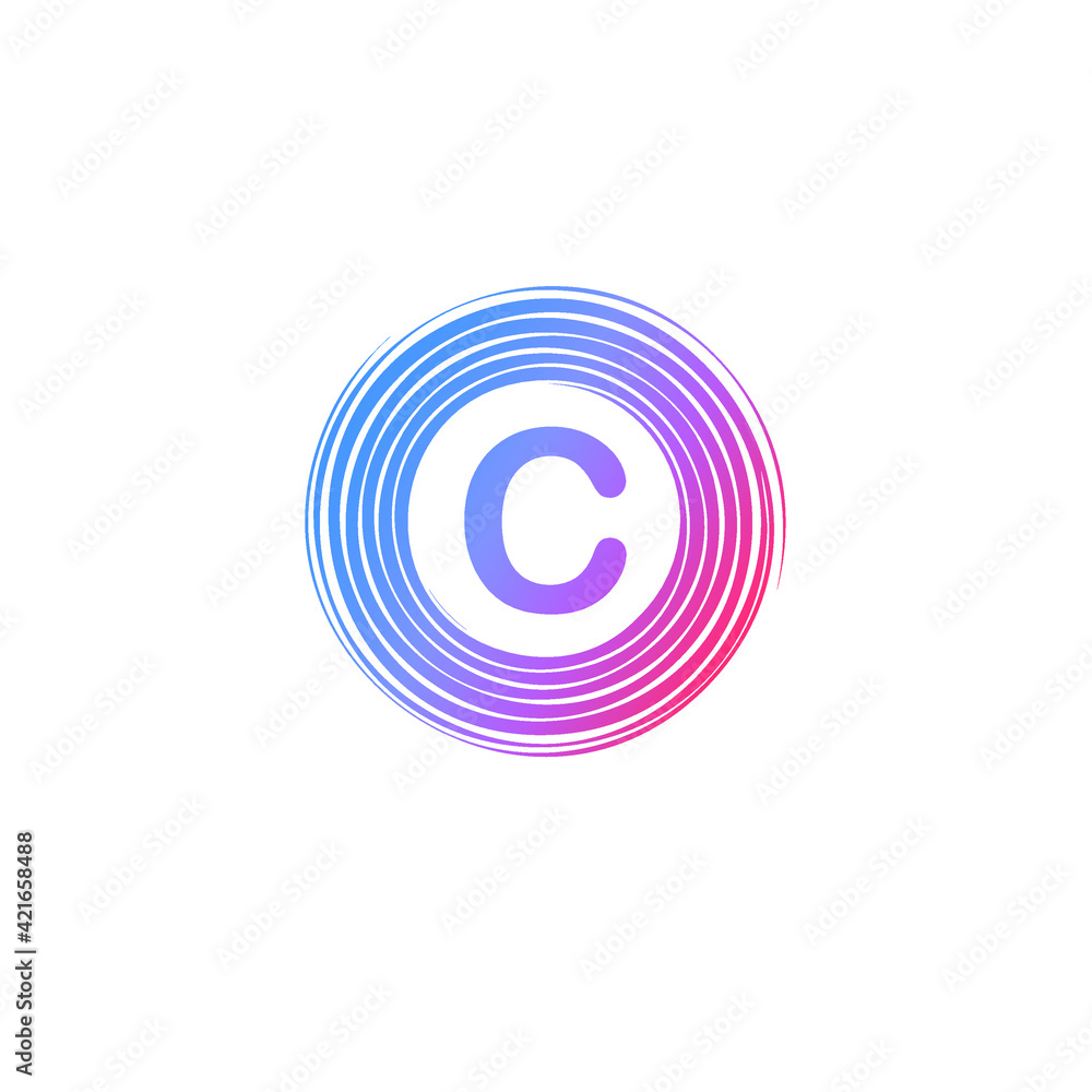 letter C. vector logo monogram alphabet design lines circle gradation letter C. vector logo monogram alphabet design lines circle gradation