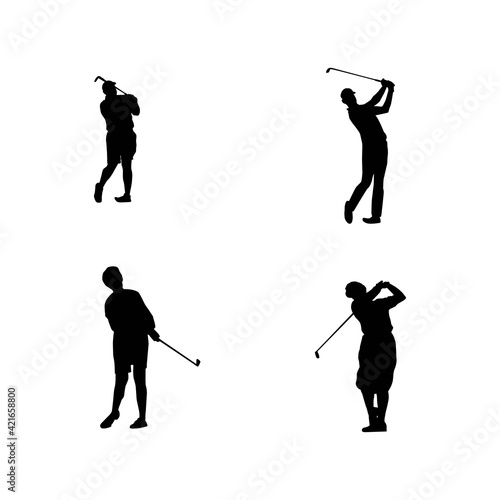 collection of golf player silhouettes