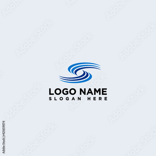 letter s. wind logo design