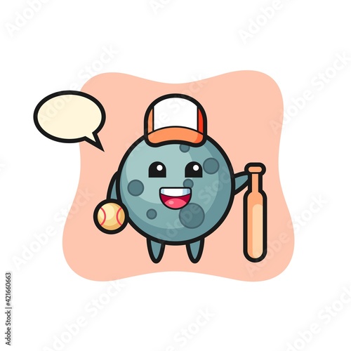 Cartoon character of asteroid as a baseball player