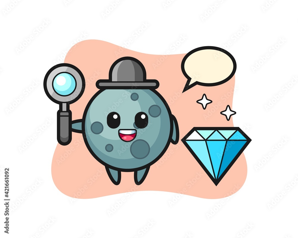 Illustration of asteroid character with a diamond Illustration of asteroid character with a diamond