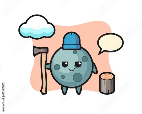 Character cartoon of asteroid as a woodcutter