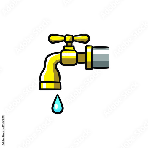 Water faucet in drawing style isolated vector. Hand drawn object illustration for your presentation, teaching materials or others.