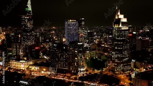 Wallpaper Mural Aerial view 4K cityscape timeslape of Ho Chi Minh city, Vietnam at night Torontodigital.ca