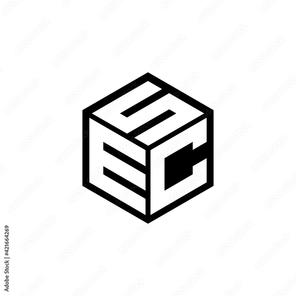 ECS letter logo design with white background in illustrator, cube logo ...