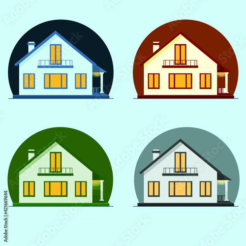 Illustration of two story house digital painting