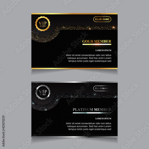 Vector VIP golden and platinum card. Black geometric pattern background with premium design. Luxury and elegant graphic template layout for vip member