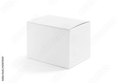white cardboard box for product design mock-up isolated on white background © F16-ISO100