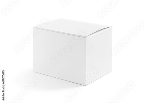 white cardboard box for product design mock-up isolated on white background