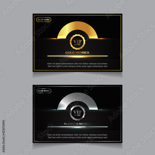 Vector VIP golden and platinum card. Black geometric pattern background with premium design. Luxury and elegant graphic template layout for vip member