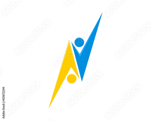 Electrical symbol with two swoosh people