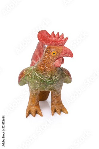 Thai handicraft, small chicken carvings from wood.