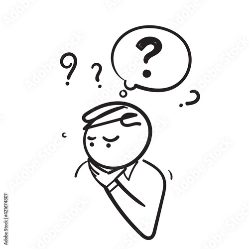 hand drawn doodle confusion person concept. illustration icon isolated