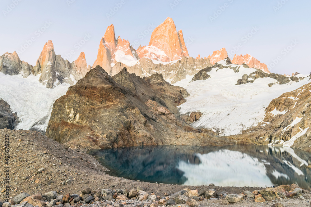 Beautiful snowy mountains in El Chalten - Argentina.