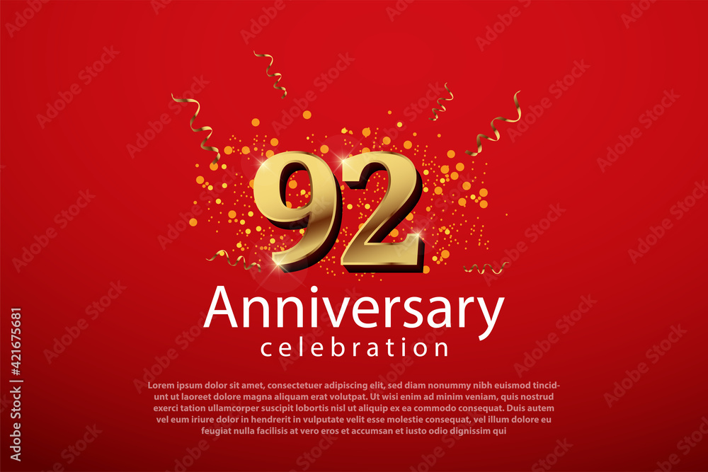 92 years anniversary celebration logo vector template design illustration