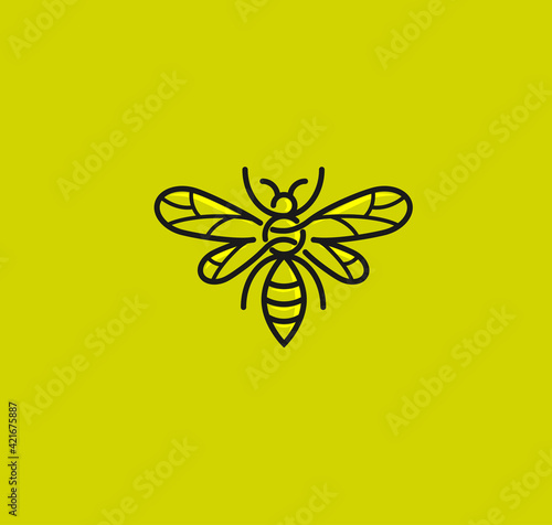bee logo in line art design concept, modern and elegant brand identity