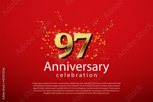 97 years anniversary celebration logo vector template design illustration