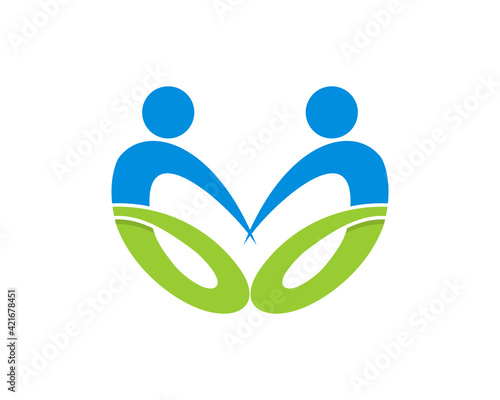 Two swoosh people form a love shape logo