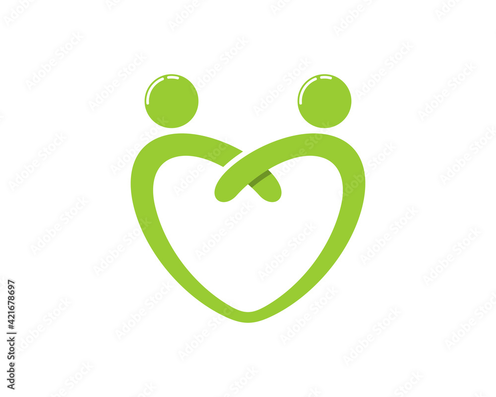 Two people forming a love shape logo Two people forming a love shape logo