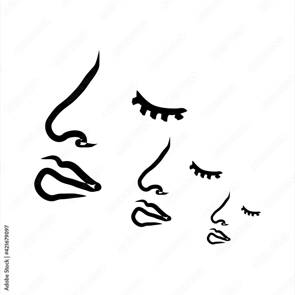 Abstract three face art lane drawing. Vector ilustration for T-shirt. Abstract three face art lane drawing. Vector ilustration for T-shirt.