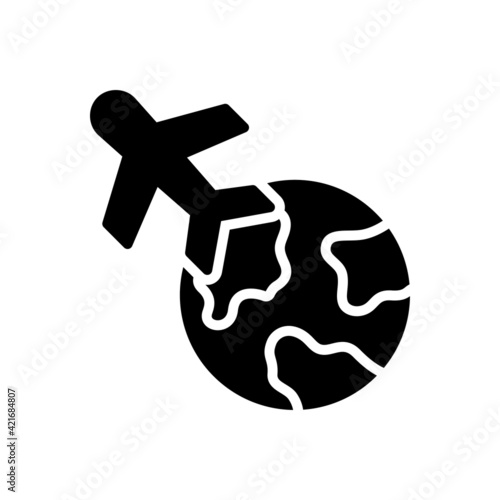 Black solid icon for abroad