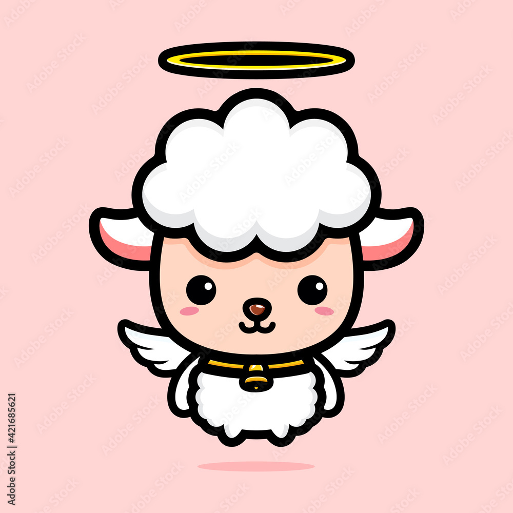 vector design of cute cartoon sheep being angel vector design of cute cartoon sheep being angel
