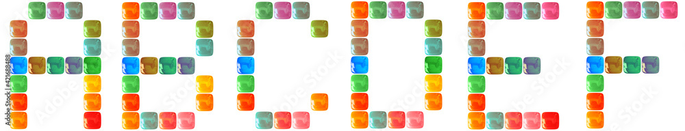 A,b,c,d,e,f, lettres palets translucides A,b,c,d,e,f, lettres palets translucides