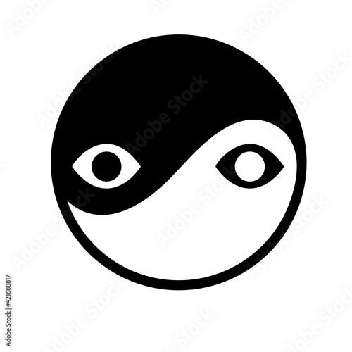 Taichi symbol with eyes. Isolated Vector Illustration2