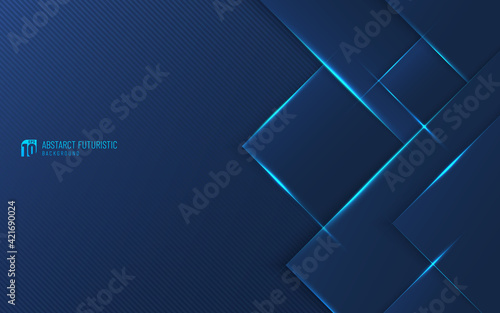 Abstract dark blue design artwork with blue triangle plate and lighting pattern decoration. Futuristic tech concept. You can use for cover template, poster, banner web, flyer. Vector illustration
