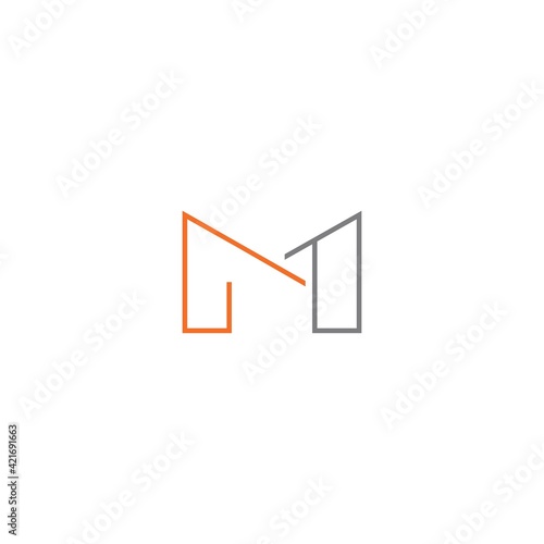 The initial logo of the letter M in combination with the number 1 is modern and minimalist